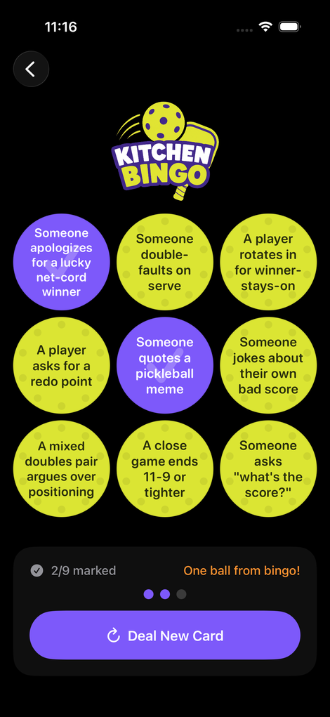 A Kitchen Bingo card
